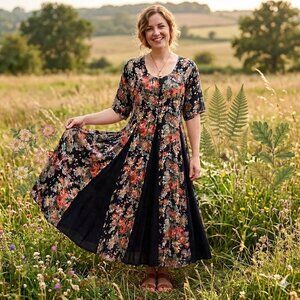 Starina Vintage 90s Floral Maxi Dress Whimsigoth  Grunge